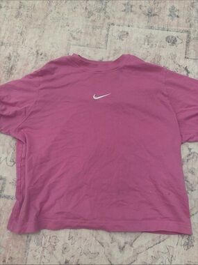 Nike Pink Cropped Tee with White Swoosh